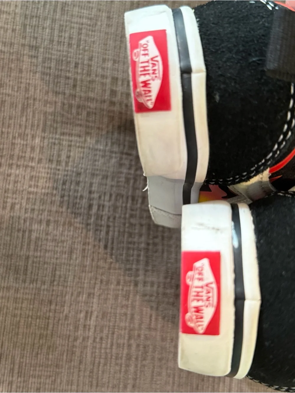 Vans Kids Black Sneakers with Yellow & Red Flame Detail